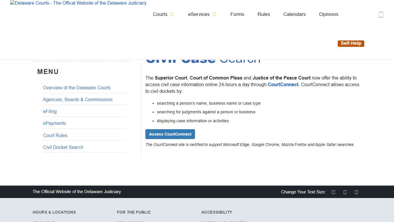 Civil Case Search - Delaware Courts - State of Delaware