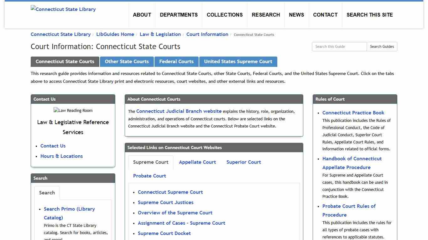Connecticut State Courts - Court Information - LibGuides Home at Connecticut State Library.